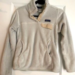 Patagonia- Womens Snap-T Fleece Pullover, Size: Small, Color: Raw Linen, White